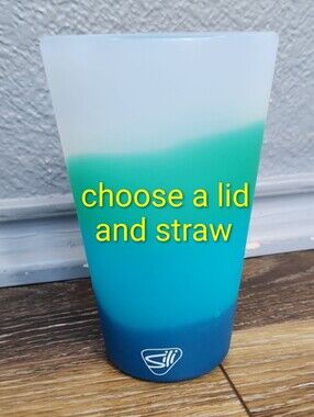 Silipint 16 oz Straw Tumbler Mountain Air Blue Teal Green Ombre